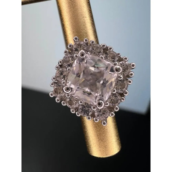 Lab white sapphire and topaz sterling silver stud earrings - Picture 8 of 11